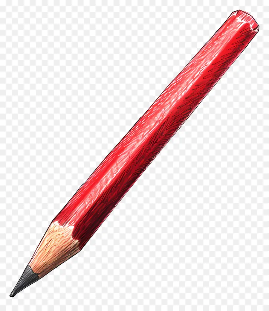 Crayon Rouge，Manche En Bois PNG