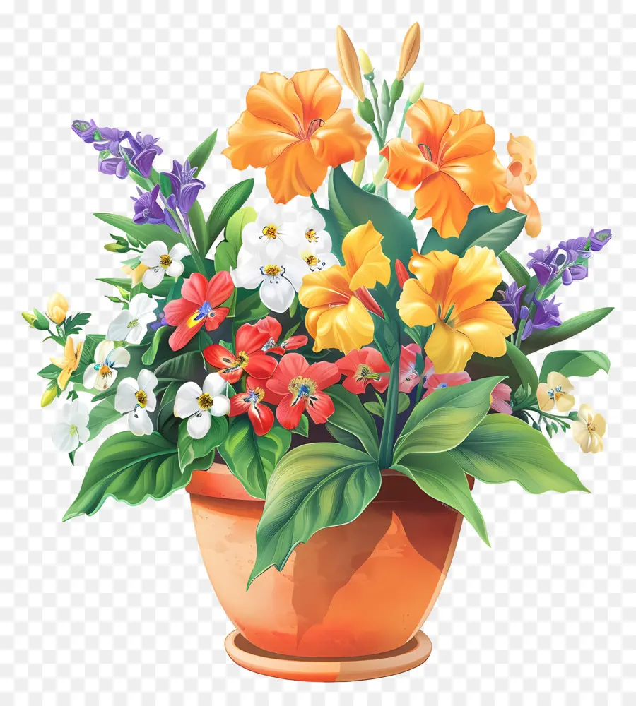 Fleurs En Pot，Fleurs Colorées PNG