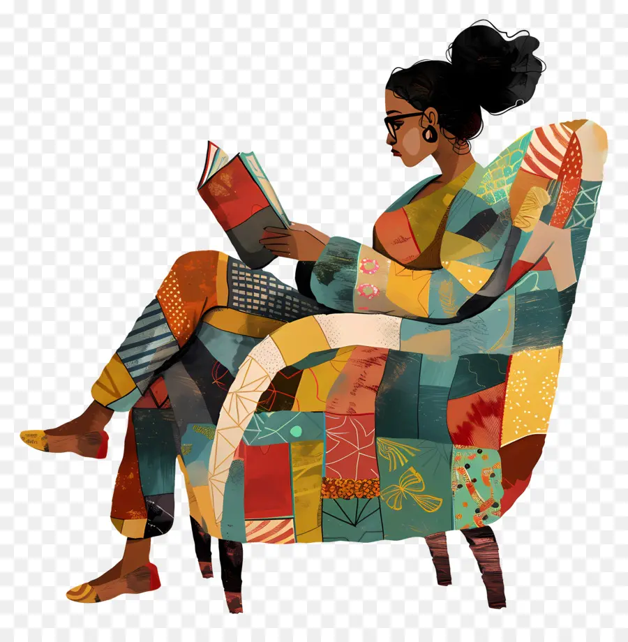 Femme Lisant，Livre PNG