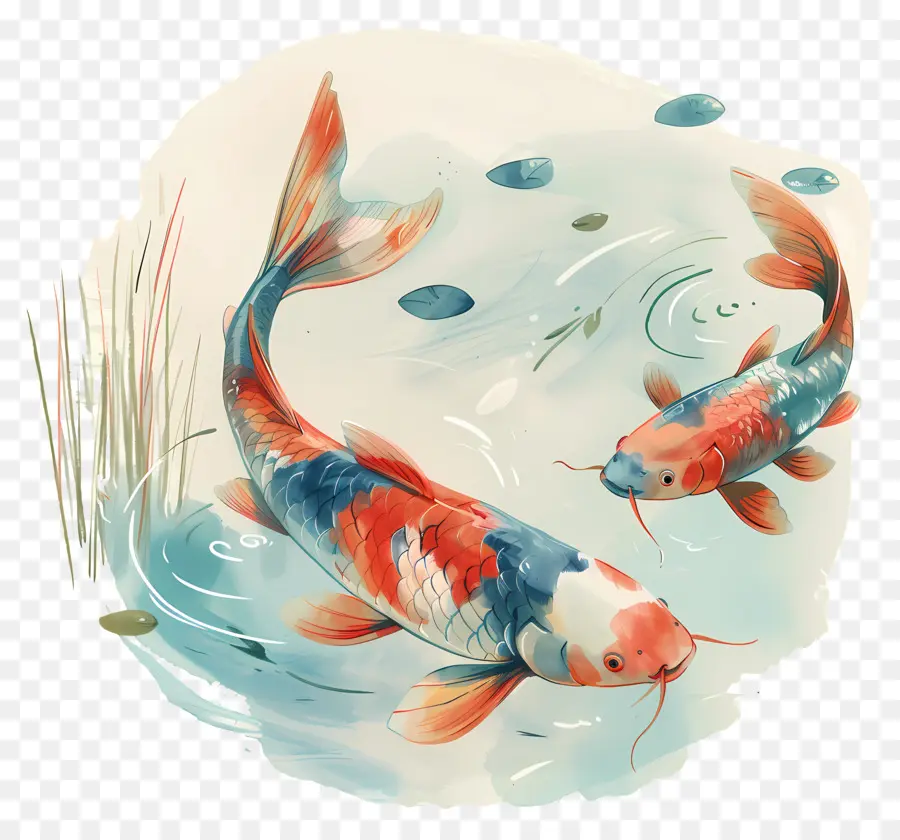 Des Poissons Dans L'eau，Poissons Koi PNG