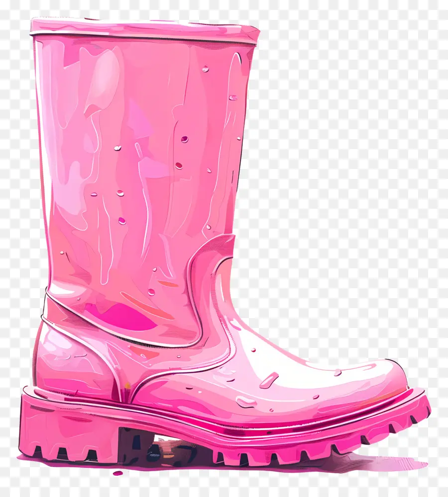 Botte En Caoutchouc Rose，Des Gouttelettes D'eau PNG