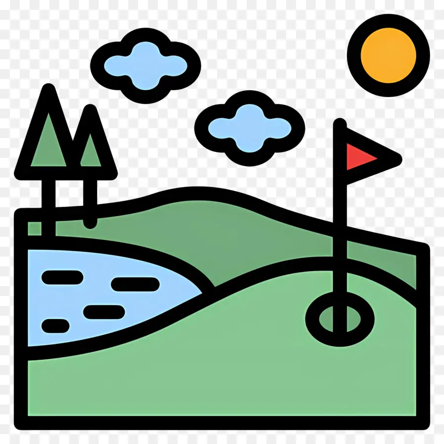 Terrain De Golf，Drapeau PNG