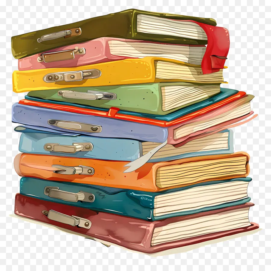 Pile De Dossiers De Travail，Livres Vintage PNG