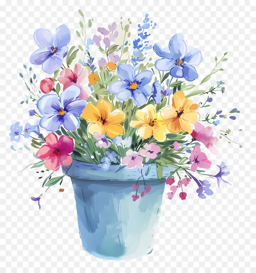 Fleurs En Pot，Seau à Fleurs PNG