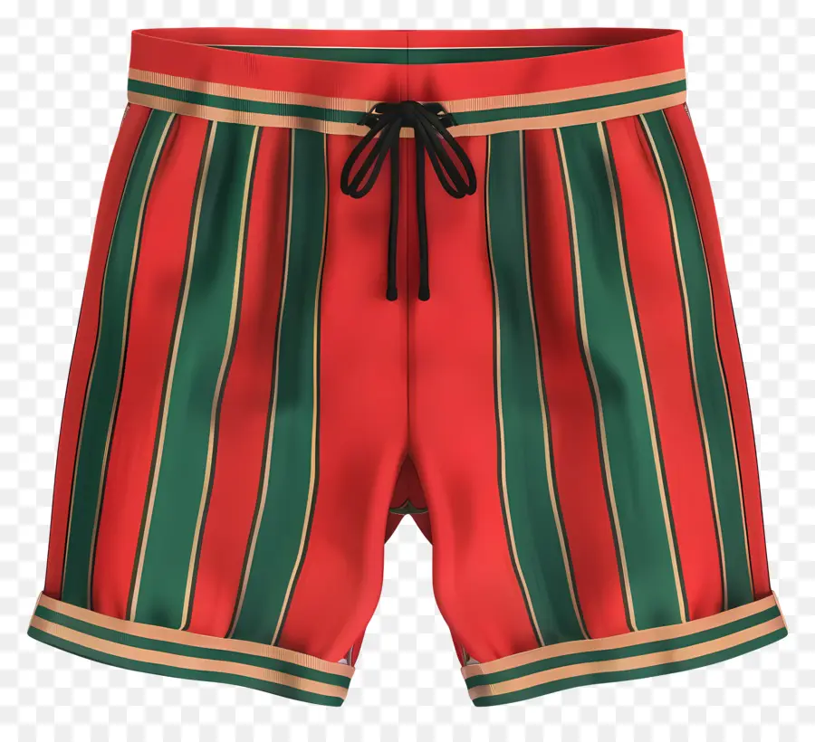 Short Rouge，Short à Rayures PNG