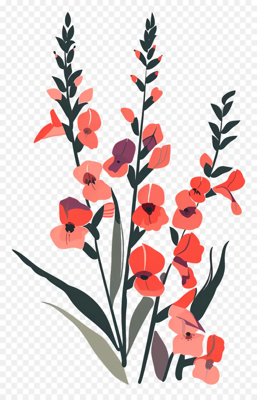 Mufliers，Fleurs Rouges PNG