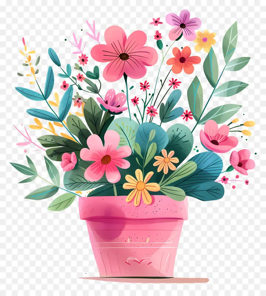 Fleurs En Pot，Arrangement De Fleurs PNG