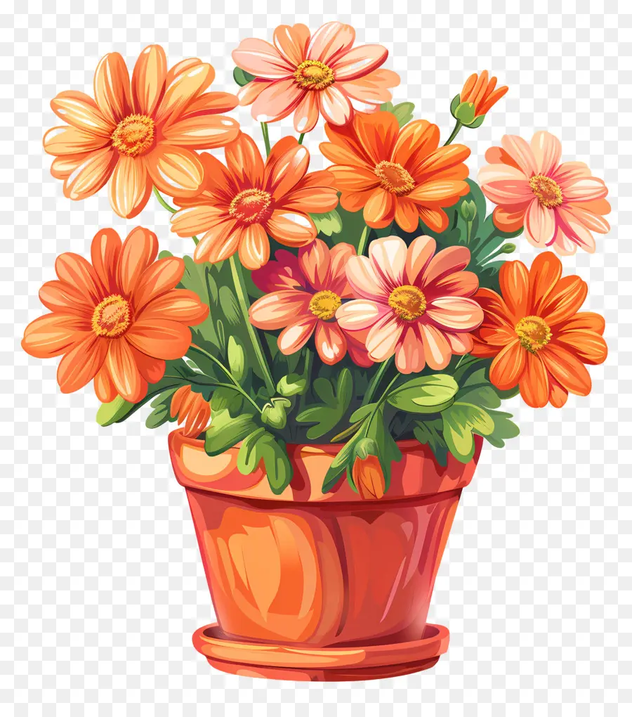 Fleurs En Pot，Bouquet Coloré PNG