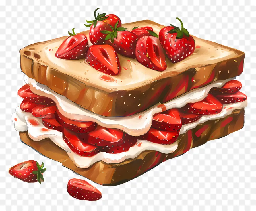 Sandwich Aux Fraises，Pain Grillé Aux Fraises PNG