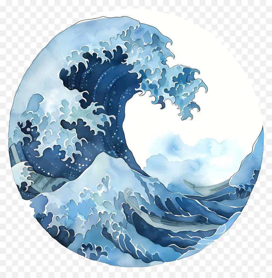 Vague De Mer，Peinture à L'aquarelle PNG