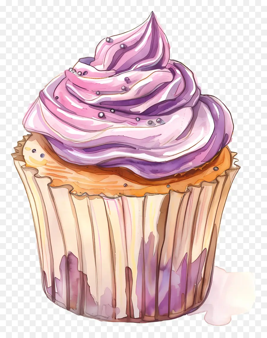 Cupcake，Glaçage Violet PNG