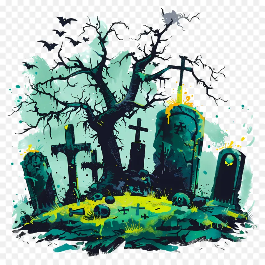 Cimetière D'halloween，Cimetière PNG