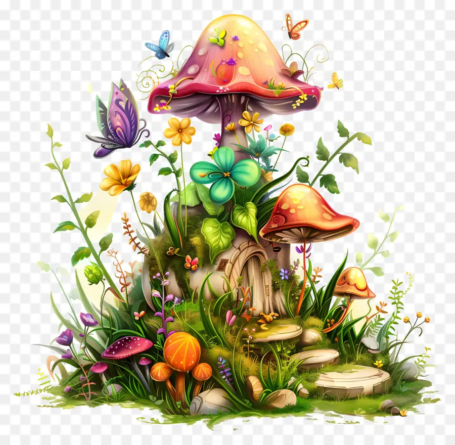 Jardin Féerique，Champignon Jardin PNG