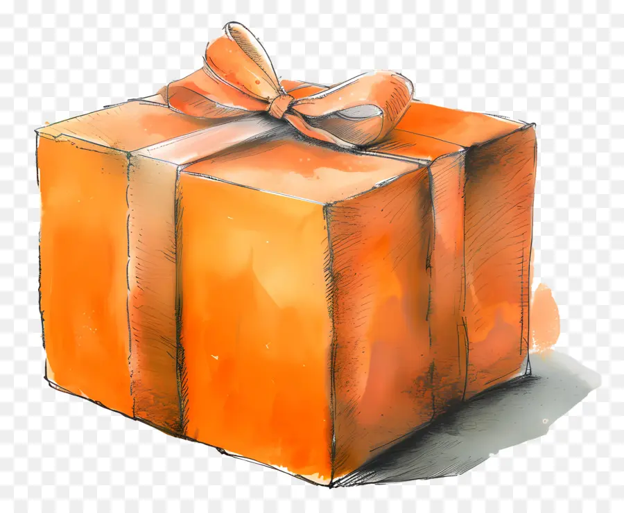 Boîte Cadeau，Orange PNG