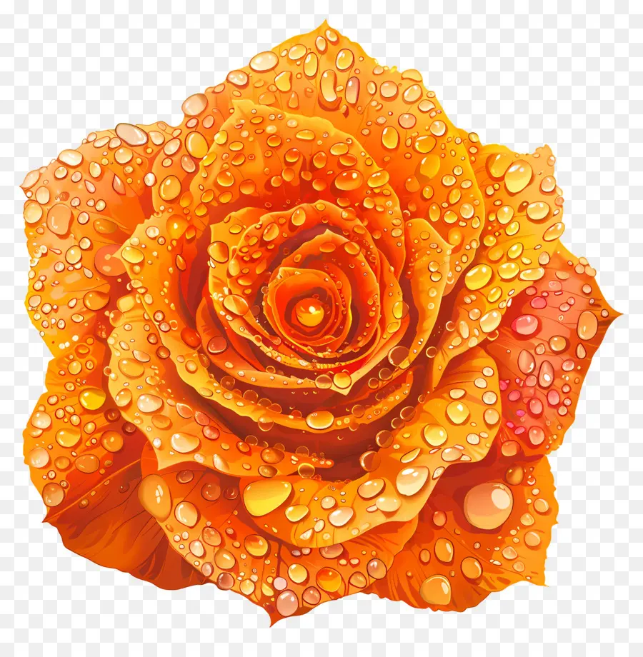 Orange Rose，Des Gouttelettes D'eau PNG