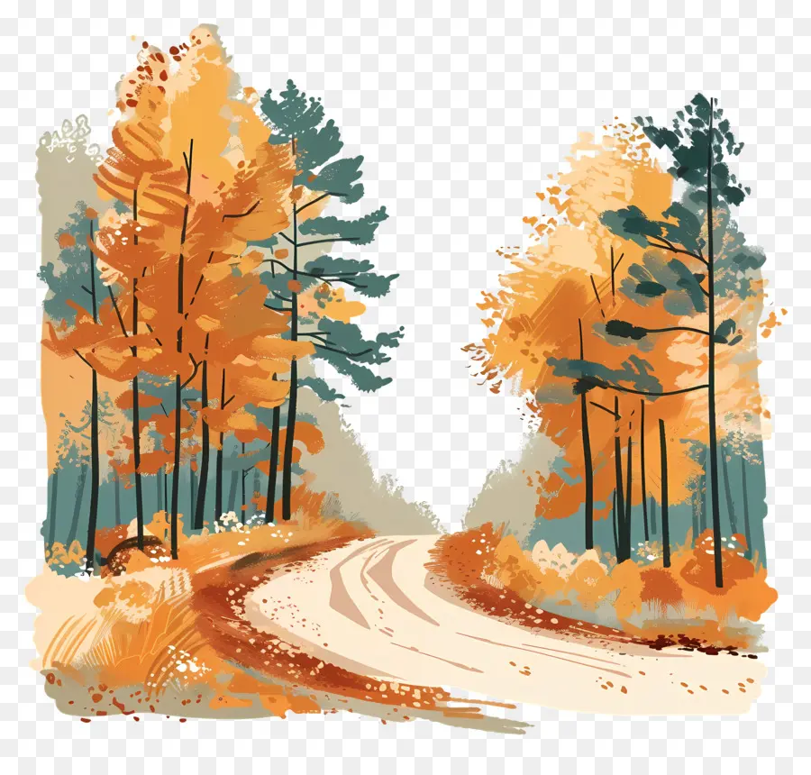 Contexte De La Route D'automne，L'automne PNG