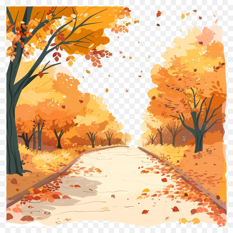 Contexte De La Route D'automne，L'automne PNG