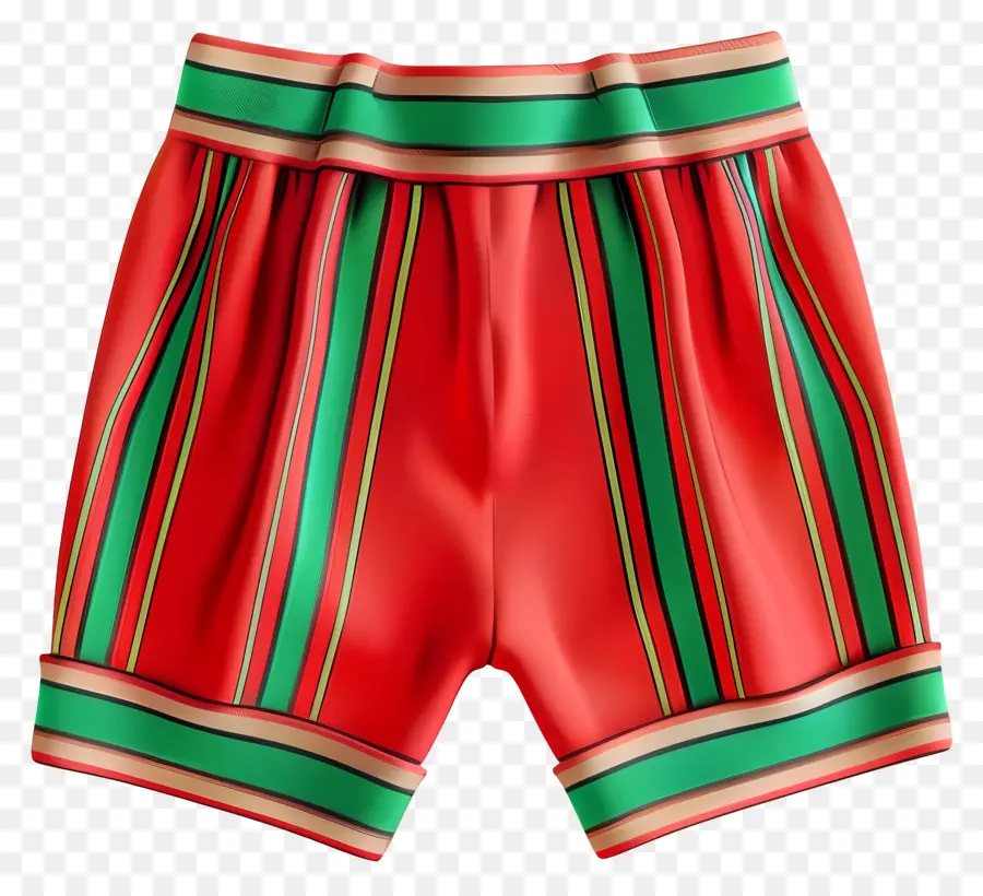 Short Rouge，Short Rayé Rouge Et Vert PNG