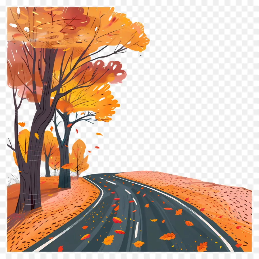 Contexte De La Route D'automne，L'automne PNG