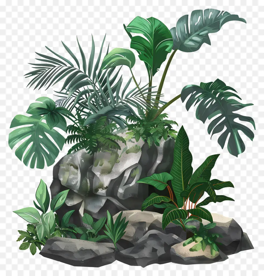 Plantes Tropicales，Rock PNG