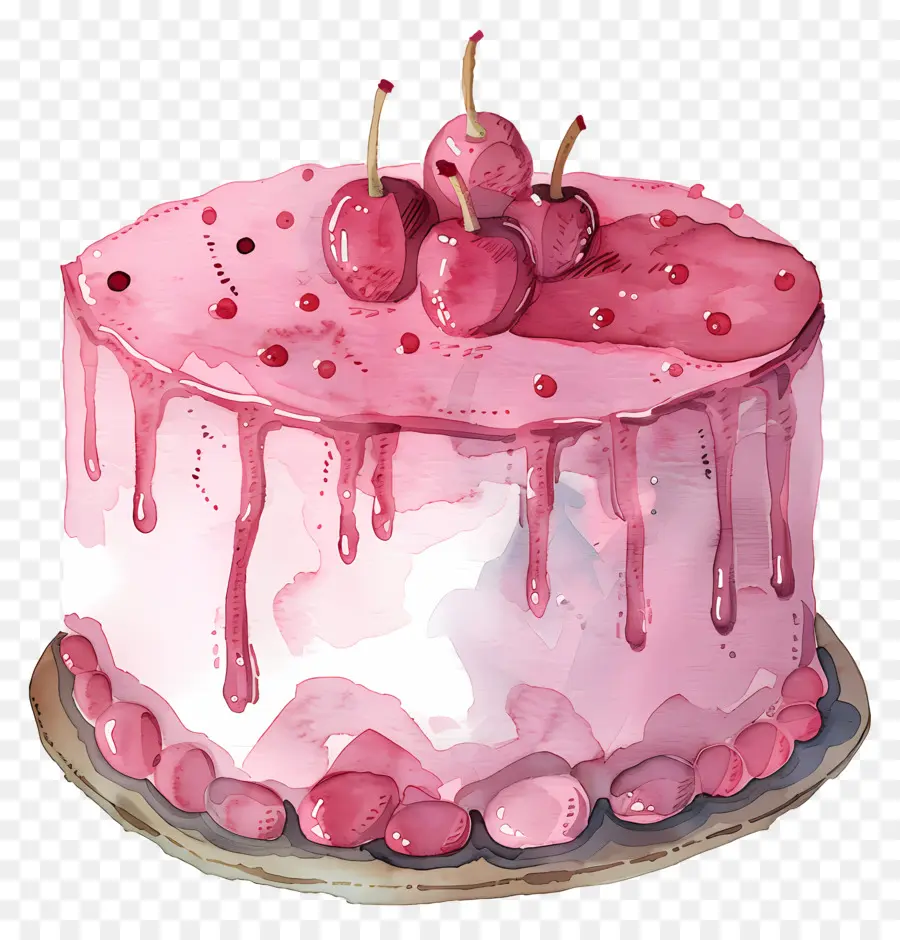 Gateau Rose，Cerises PNG