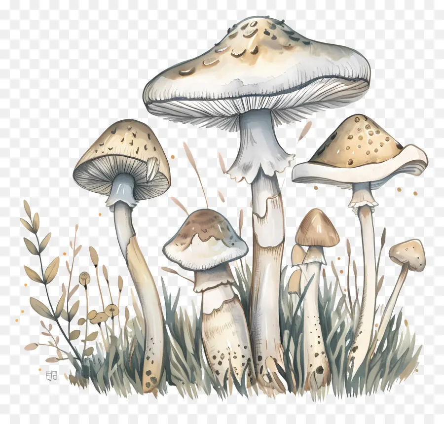 Champignons，Peinture à L'aquarelle PNG