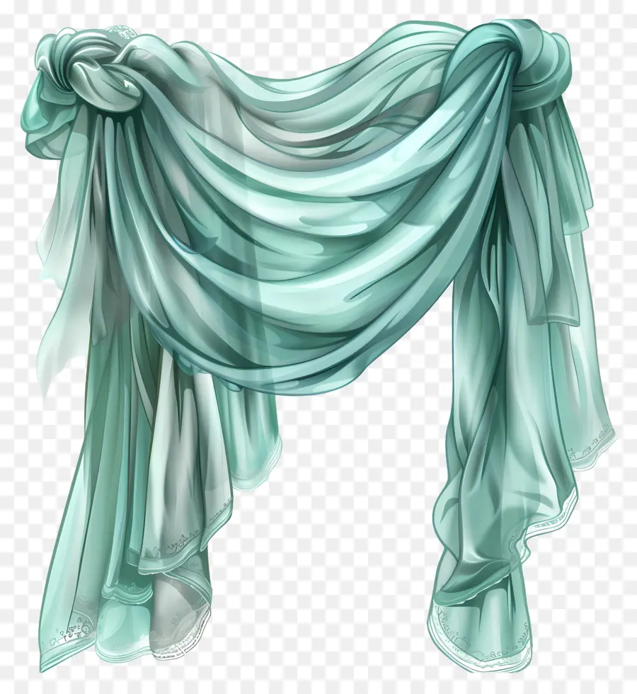 Rideaux Venteux，Vert Foulard De Soie PNG