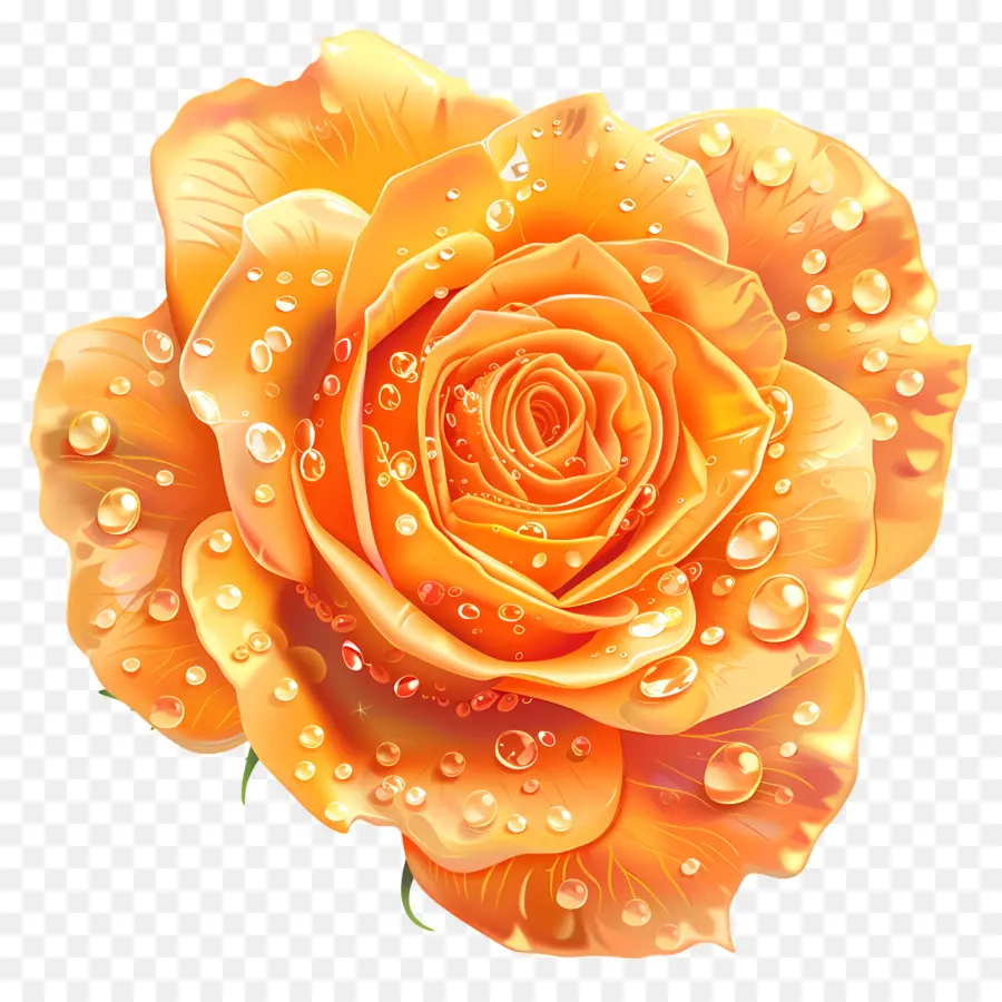 Orange Rose，Des Gouttelettes D'eau PNG