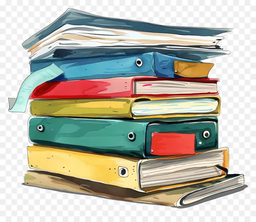 Pile De Dossiers De Travail，Livres PNG