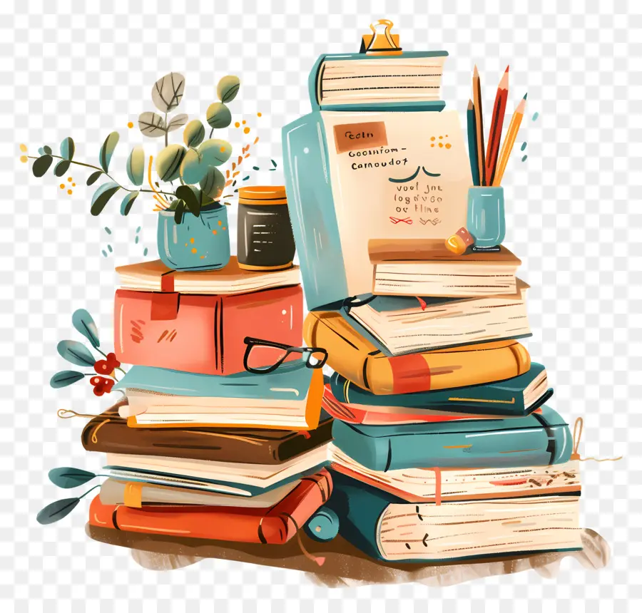 Pile De Dossiers De Travail，Livres PNG