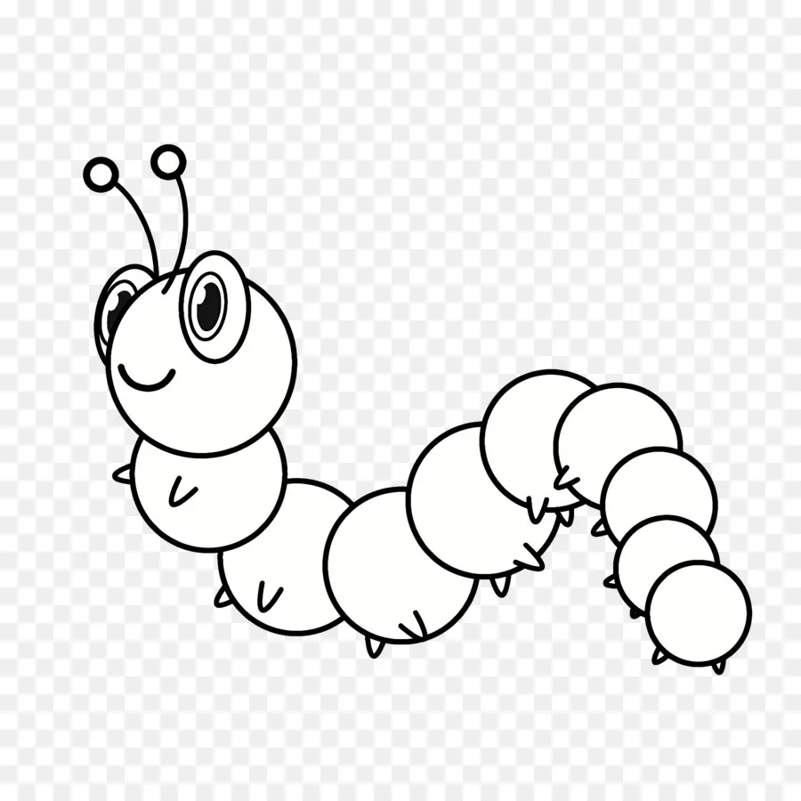 Dessin Animé Caterpillar，Noir Et Blanc PNG