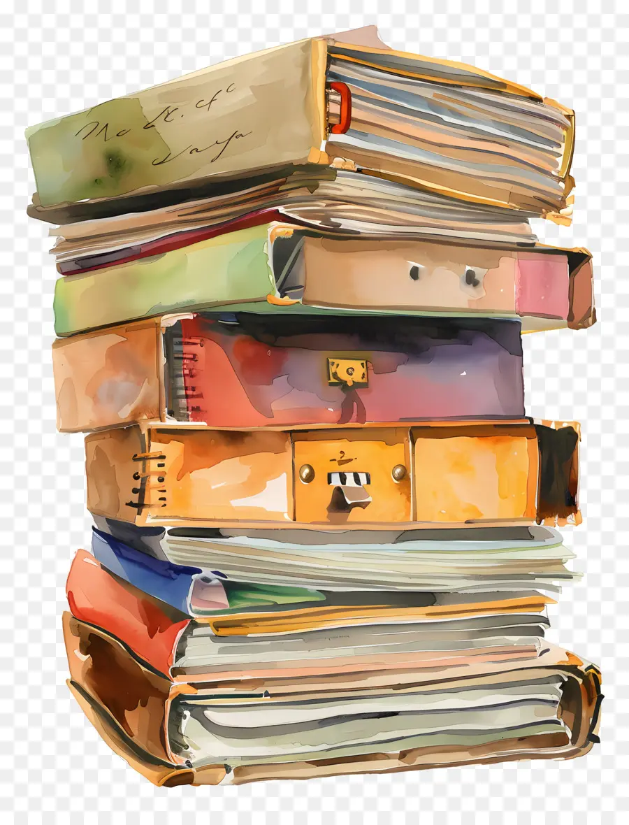 Pile De Dossiers De Travail，Livres PNG