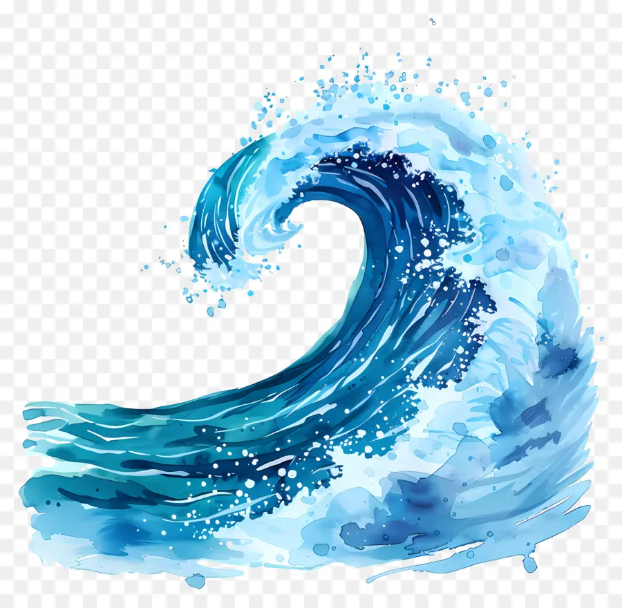 Vague De Mer，Peinture à L'aquarelle PNG