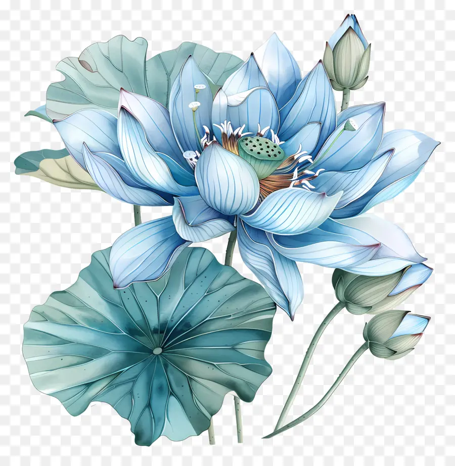 Fleur De Lotus Bleue，Pétales PNG