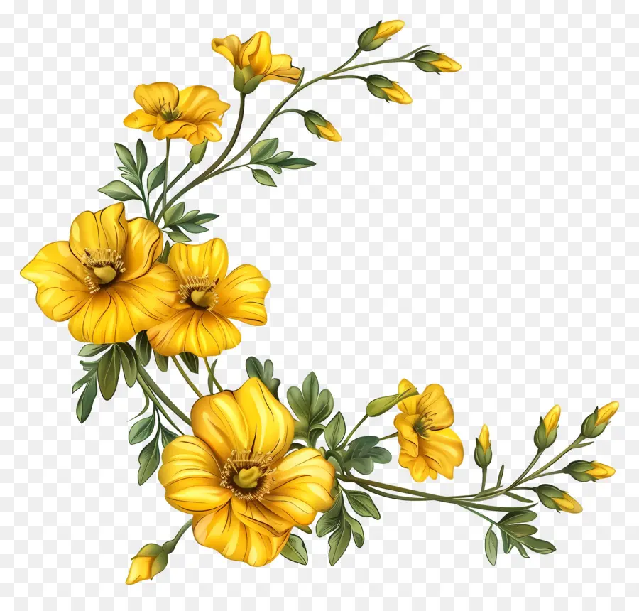 Fleurs Jaunes，Couronne PNG