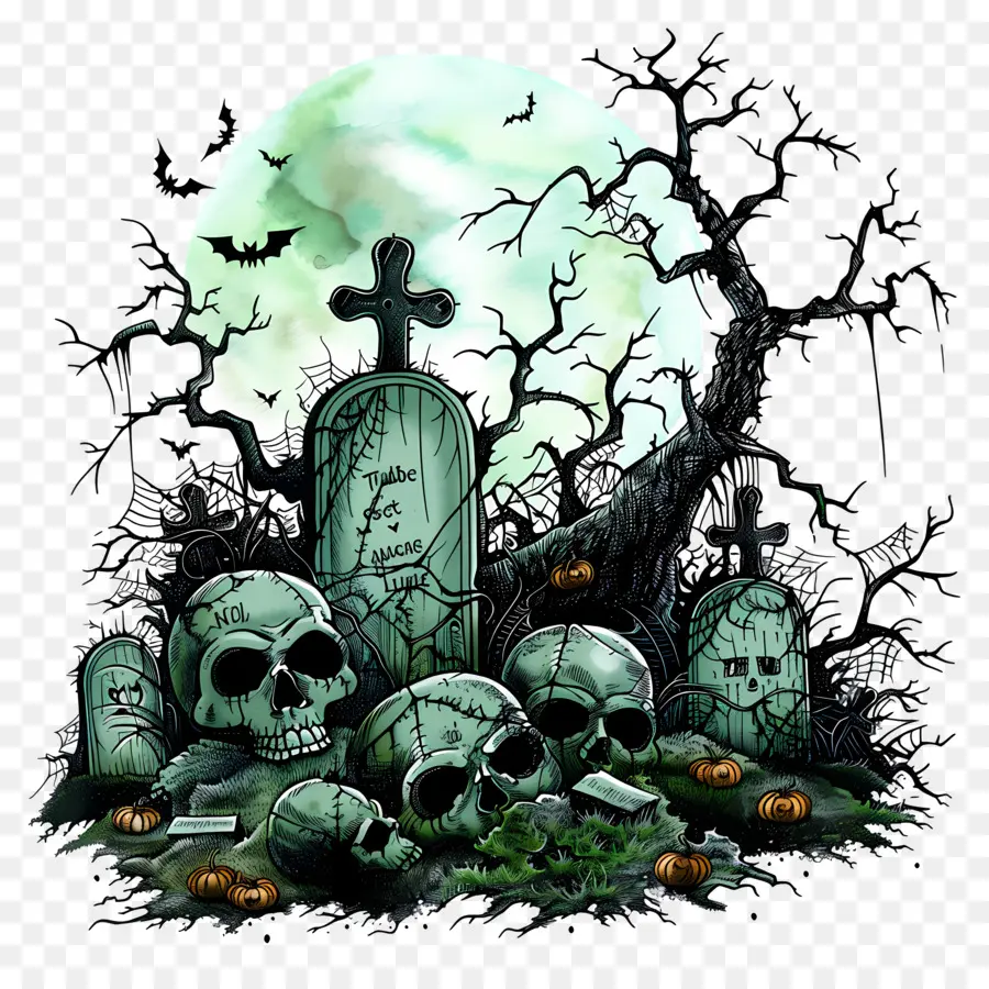 Cimetière D'halloween，Cimetière PNG