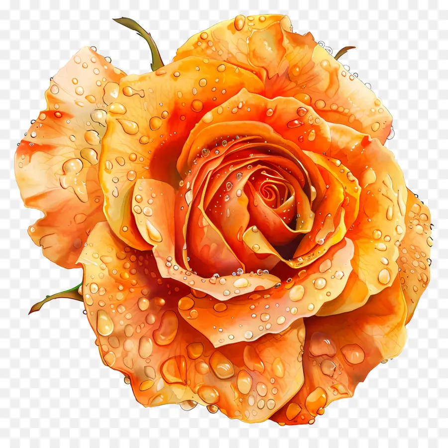 Orange Rose，Des Gouttelettes D'eau PNG