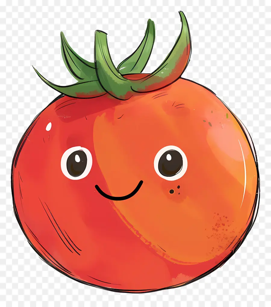 Dessin Animé De Tomate，Visage Sympathique PNG