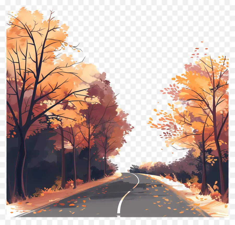 Contexte De La Route D'automne，L'automne PNG