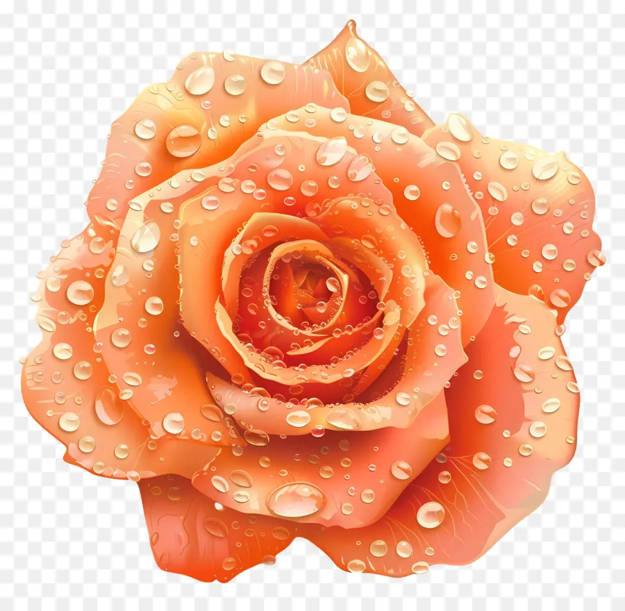 Orange Rose，Des Gouttelettes D'eau PNG