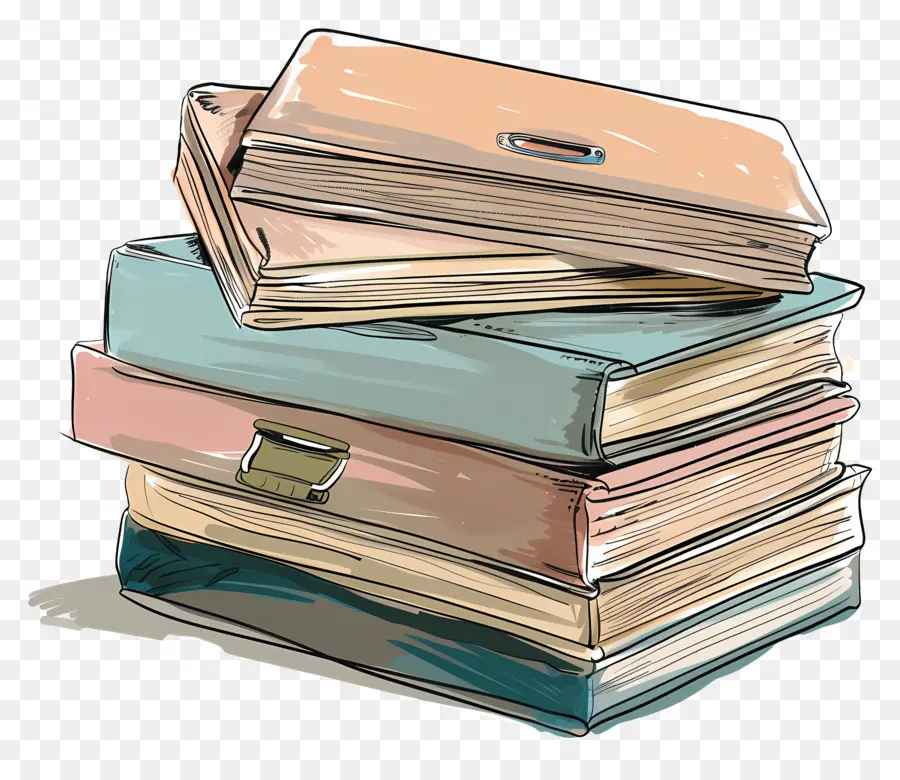 Pile De Dossiers De Travail，Livres Vintage PNG