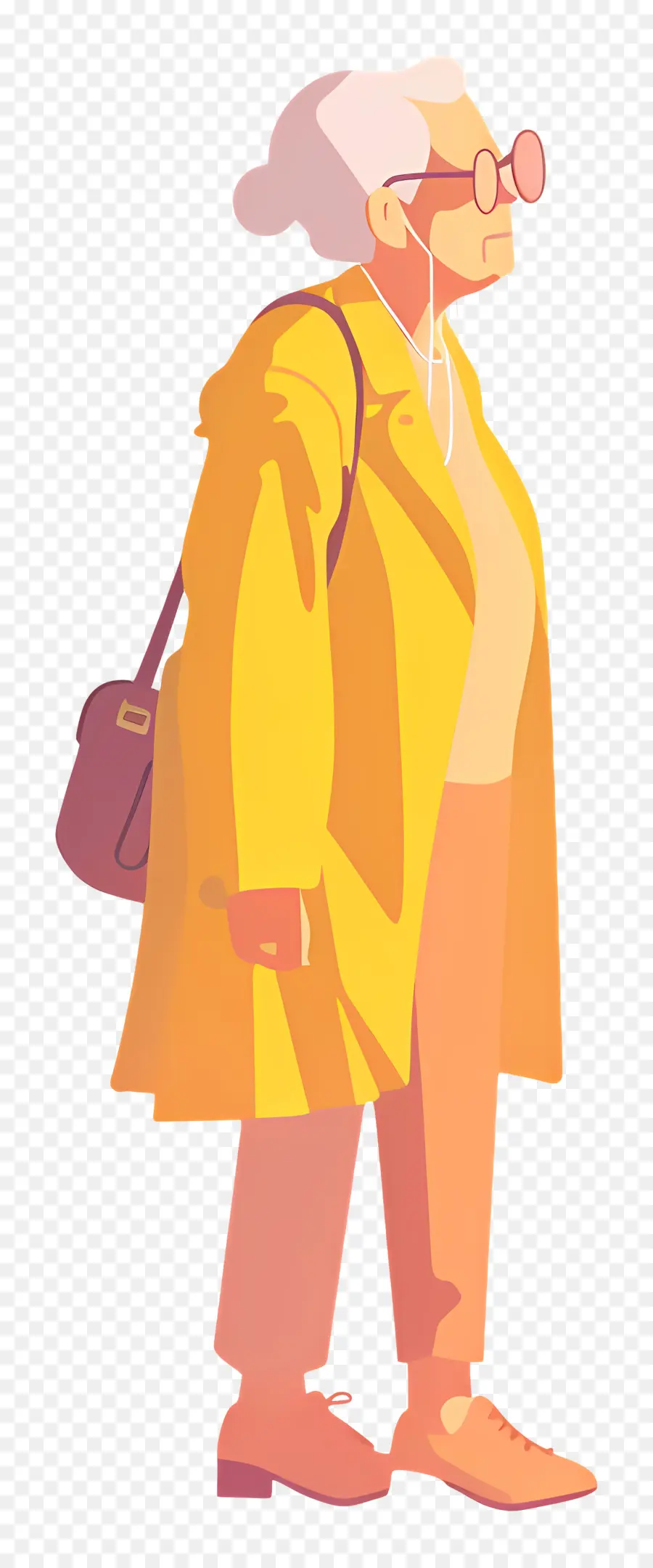 Dessin Animé De Grand Mère，Jaune Imperméable PNG