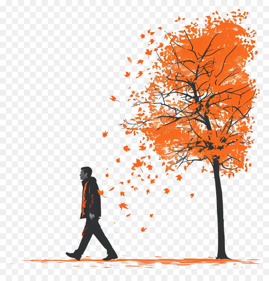 Homme En Automne，Oranger PNG