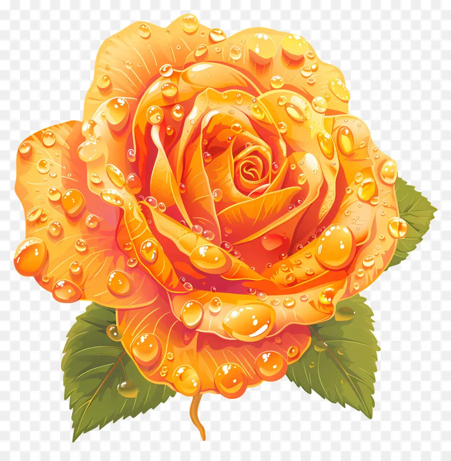 Orange Rose，Des Gouttelettes D'eau PNG