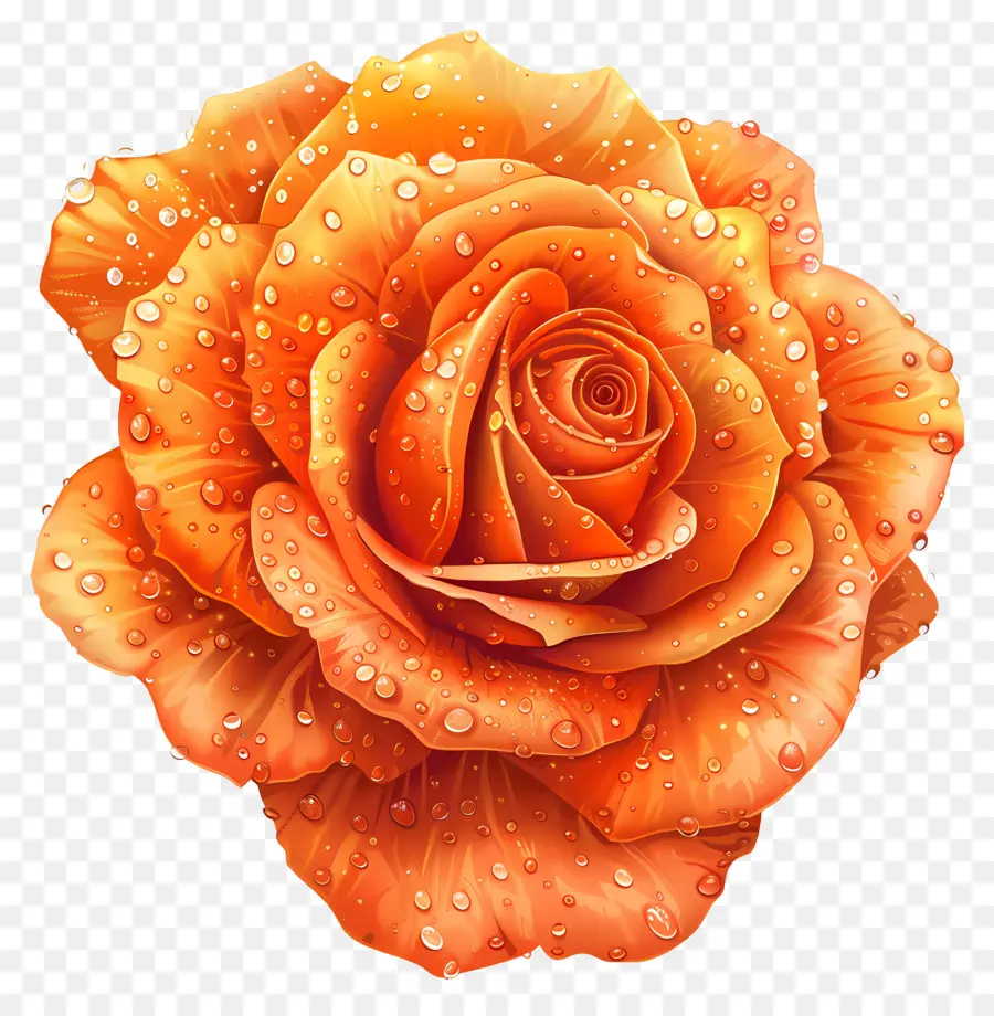 Orange Rose，Des Gouttelettes D'eau PNG