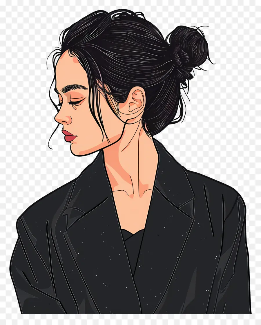 Femme，Chignon Désordonné PNG