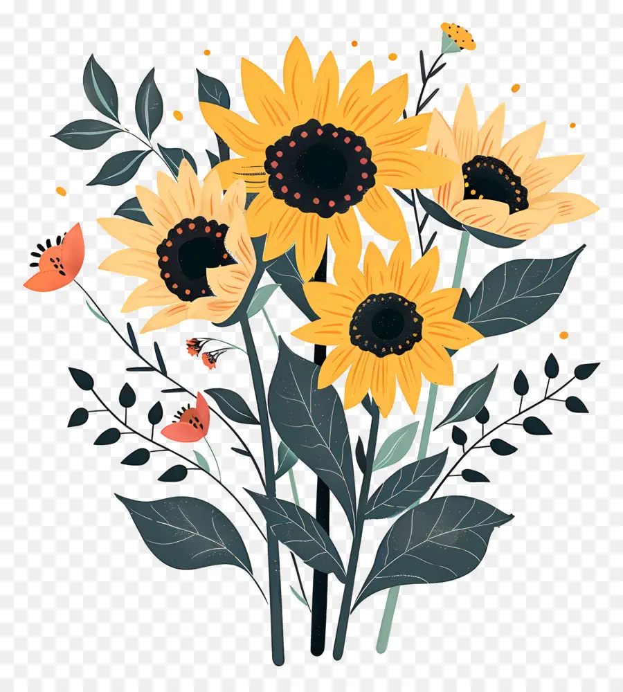 Bouquet De Tournesol，Fleurs PNG