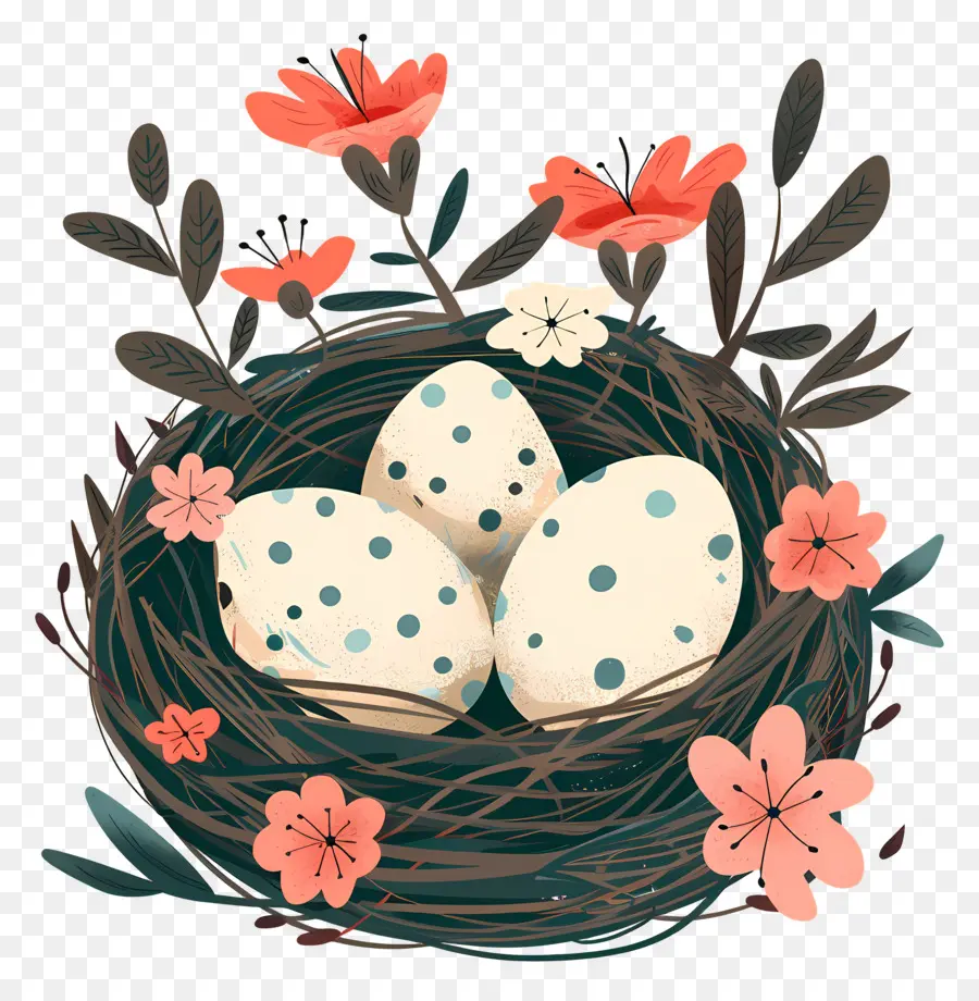 Oeufs De Pâques，Nid PNG