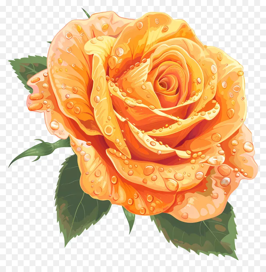 Orange Rose，Des Gouttelettes D'eau PNG