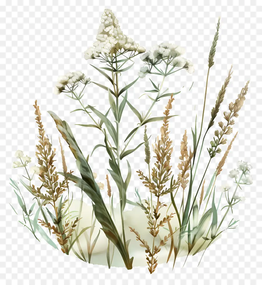 Herbe Millefeuille，Fleurs Sauvages PNG